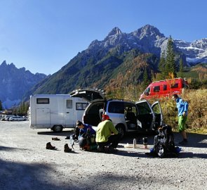 Parking in the Fiscallina Valley in the Sexten Dolomites