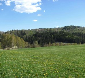 Krajina před vesničkou Opolenec na Šumavě