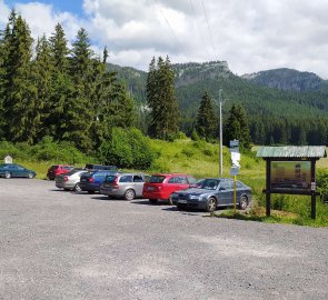 Car park behind the village of Jalovec
