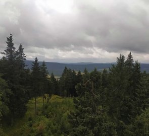 Výhled z rozhledny na Krušné hory