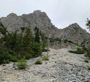 Nástupní místo na ferratu Hans von Haidsteig v Rax Alpe