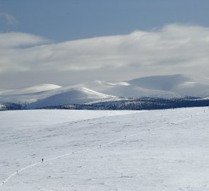 Pohled na nejvyšší horu Národního parku Urho Kekkonen - Sokosti 718 m.