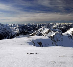 Pohled z hory Hochturm na Alpy