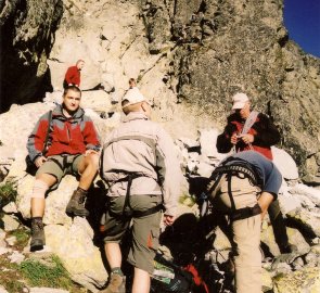 Nástupní místo do skal při výstupu na Gerlachovský štít 2 655 m n. m.