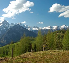 Pohled na Totes Gebirge během výstupu