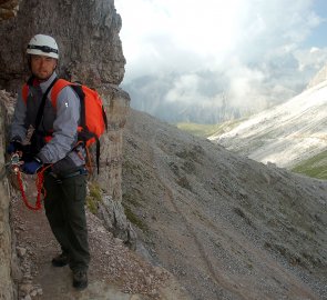 On the Innerkofler ferrata in the Dolomites
