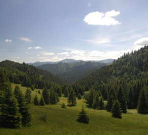 Pohled ze Svidovského sedla na horu Veĺký Bok