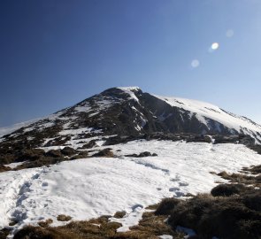 Poslední metry k vrcholu hory Ötscher 1 893 m. n. m.