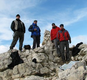 Vrchol hory Sas di Ciampac 2 667 m. n. m. v italských Dolomitech