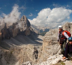 On the Innerkofler ferrata, Tre Cime in the background