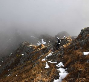 Trail along a slightly rocky ridge
