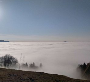 View of Radhošt' and just above the inversion is also Velký Javorník