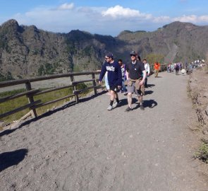 Wide rocky road to the crater of Vesuvius volcano