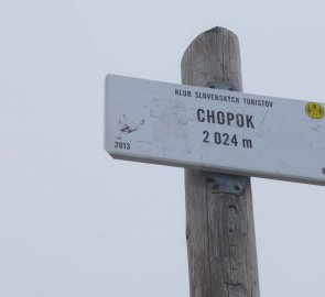 Vrchol druhé nejvyšší hory Nízkých Tater - Chopok 2 024 m n. m.