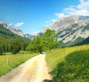 Cesta v údolí Seetal z hor do vesnice Seewiesen