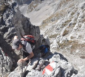 Sestup z hory Warscheneck po částečně zajištěné cestě
